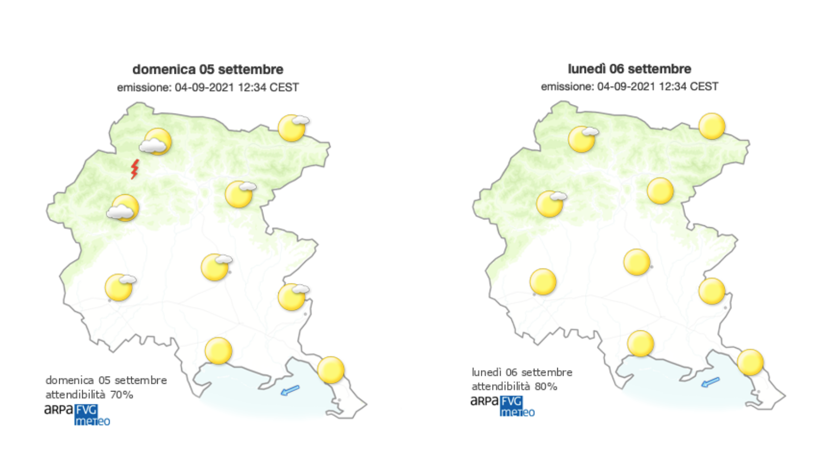 Immagine per Meteo, weekend di bel tempo sul Goriziano con Borino sulla costa